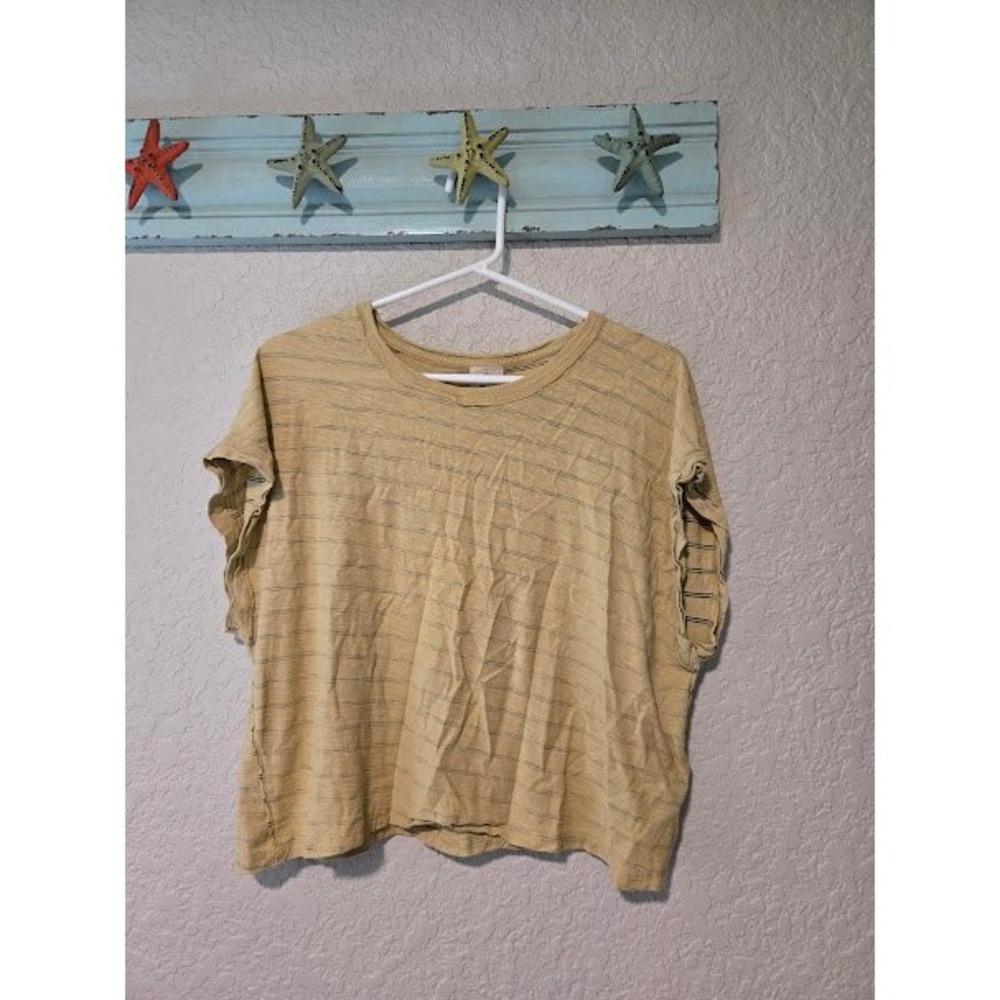 Free People Beige Striped Tee
